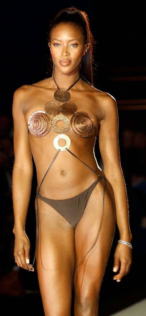 Naomi Campbell in metallic bikini