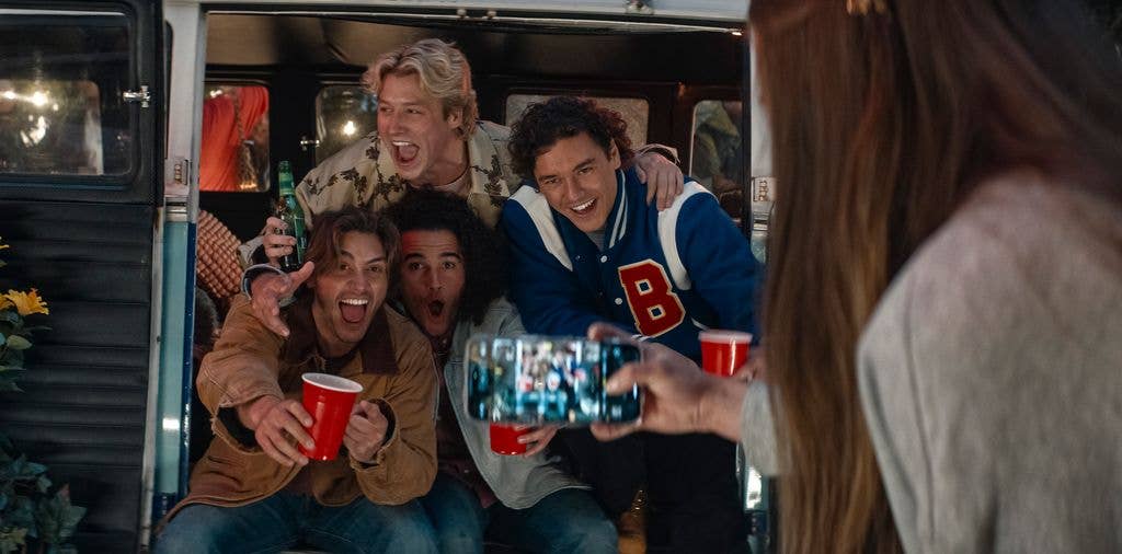 Logan (Antonio Cipriano), Dean (Stephen Thomas Kalyn), Tucker (Jalen Thomas Brooks) and Garrett (Belmont Cameli) in OFF CAMPUS