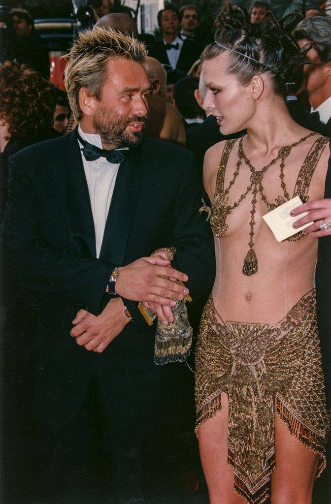 Milla Jovovitch in beaded naked dress at Cannes in 1997