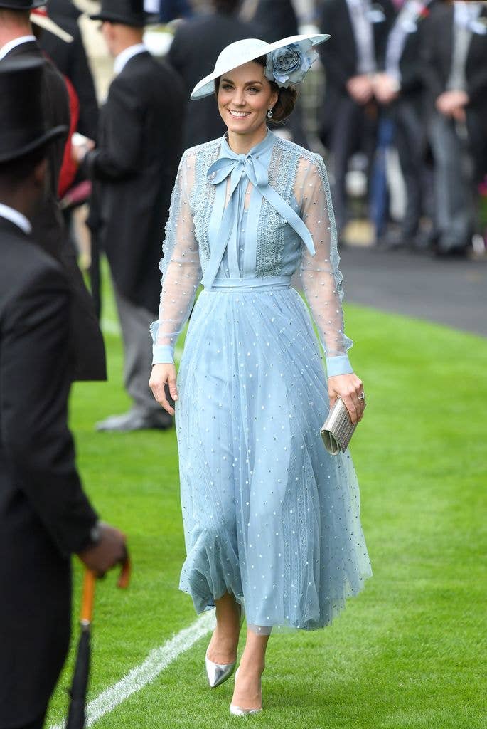 Kate Middleton wearing blue at Royal Ascot in 2019