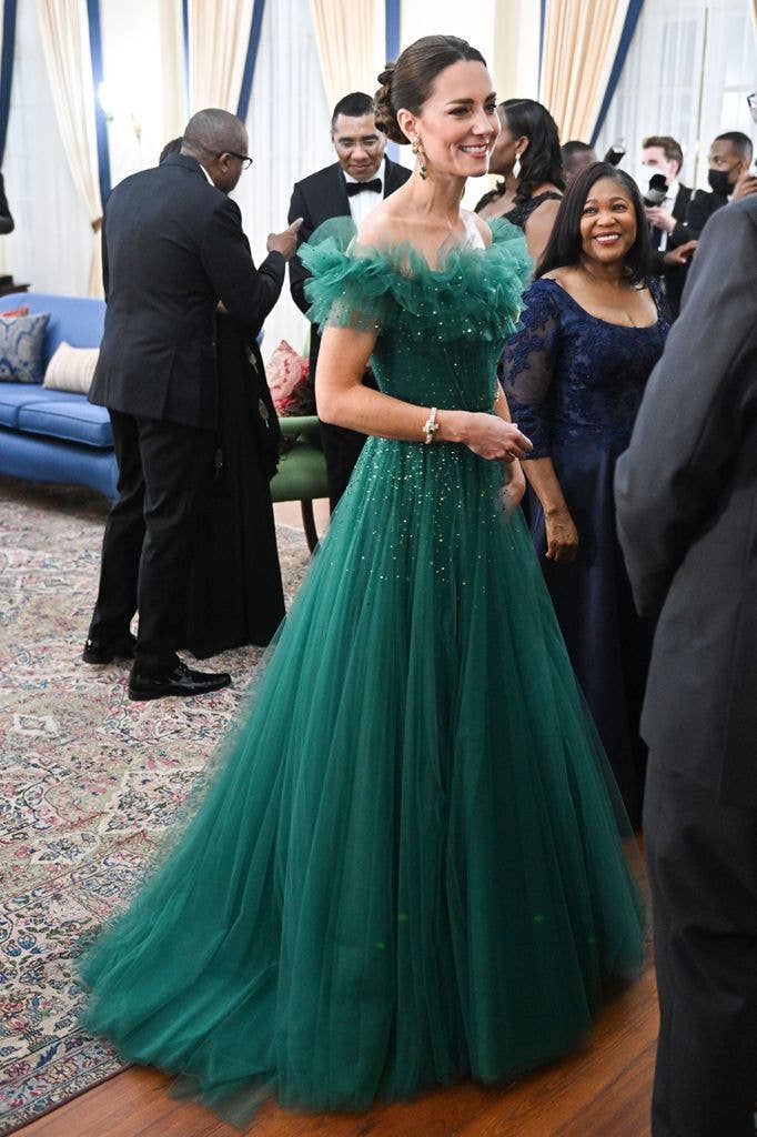 Catherine, Duchess of Cambridge and Prince William, Duke of Cambridge attend a dinner hosted by the Governor General of Jamaica at King's House on March 23, 2022 in Kingston, Jamaica