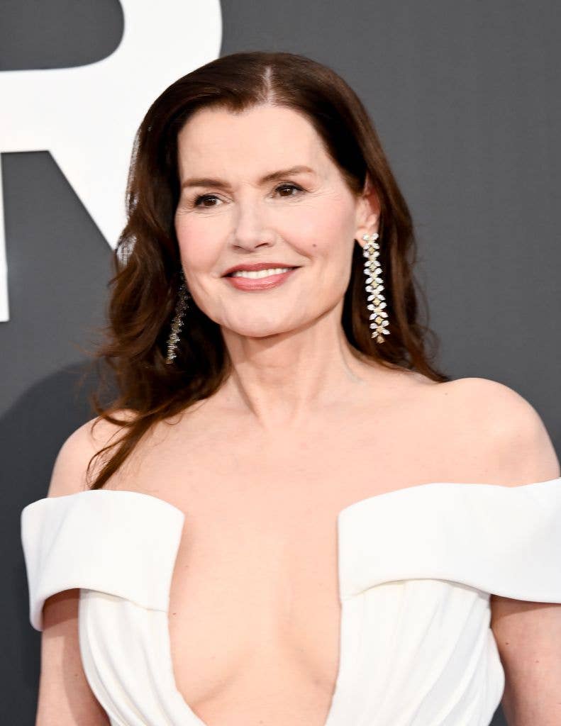 geena davis white gown amfar