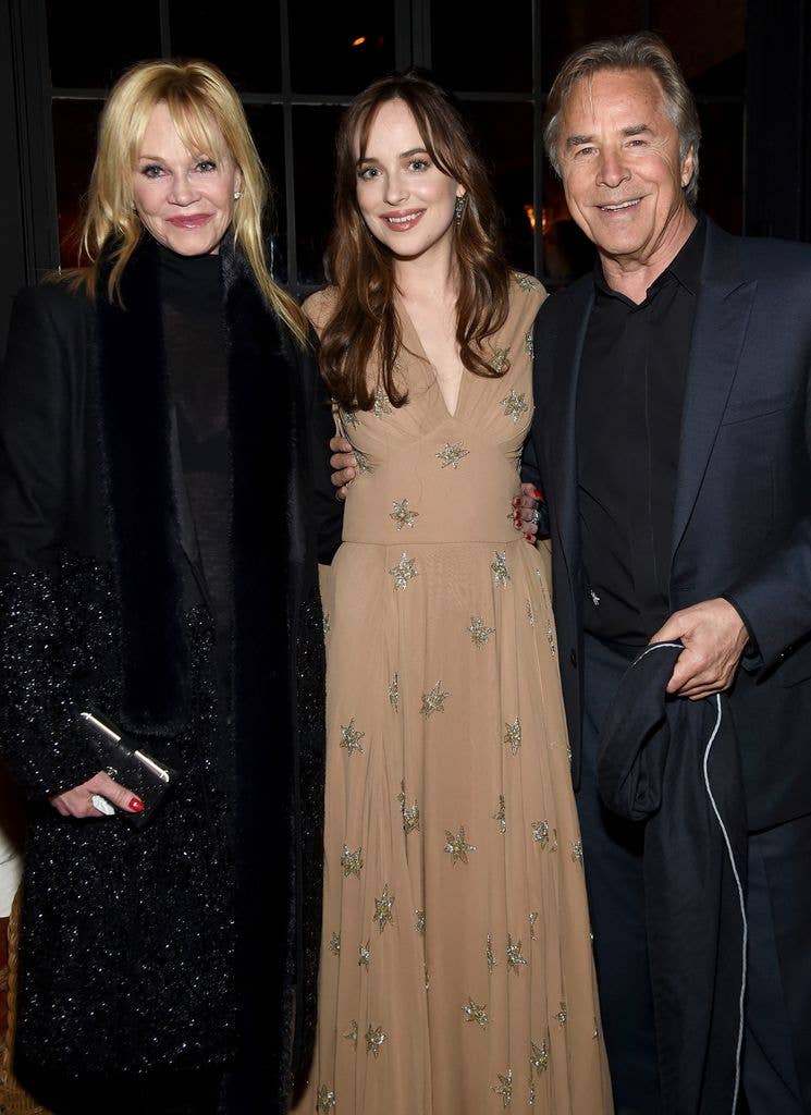 Melanie Griffith, Dakota Johnson and Don Johnson pose for a photo together in 2016.