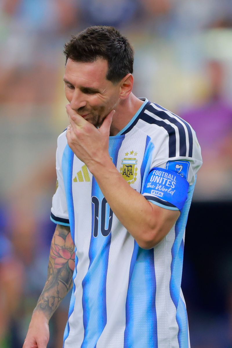 Lionel Messi of Argentina reacts during the FIFA World Cup 2026 Group J match between Argentina and Austria at Dallas Stadium.