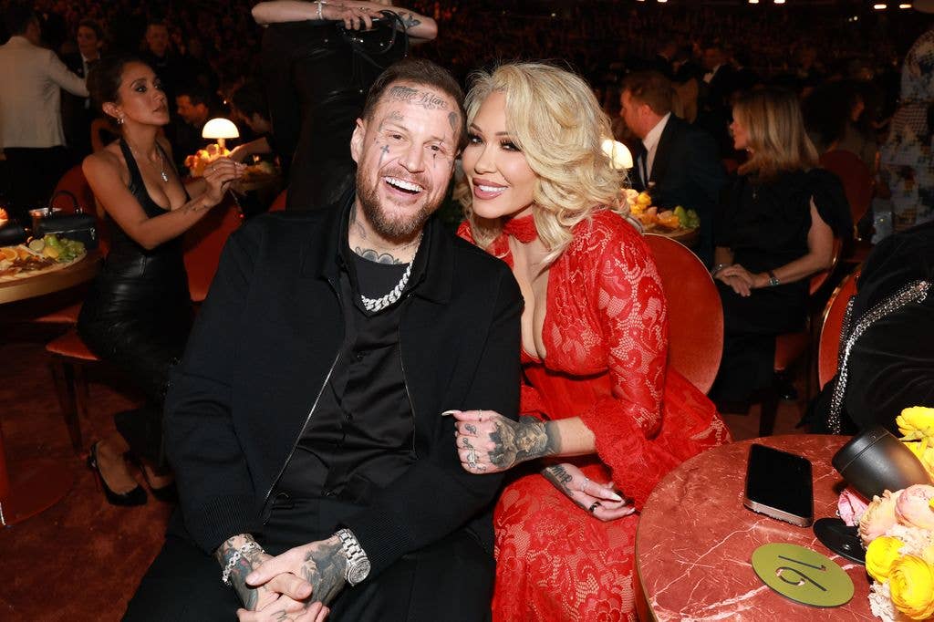 Jelly Roll and Bunnie Xo attend the 68th GRAMMY Awards at Crypto.com Arena on February 01, 2026 in Los Angeles, California.