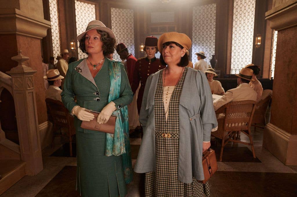 Jennifer Saunders as Marie Van Schuyler and Dawn French as Bowers Death on the Nile (2022)