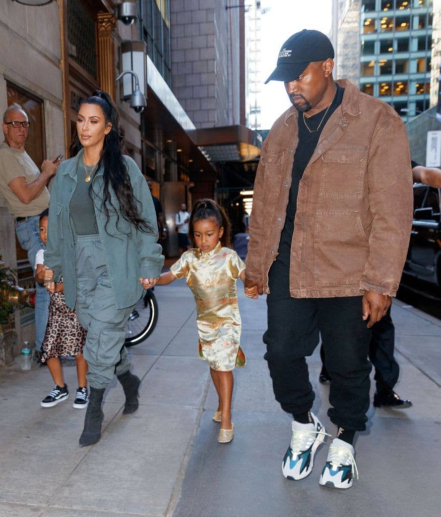 Kim Kardashian and Kanye West take North out in New York, 2018