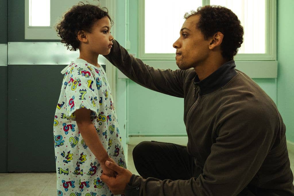 Jahsaiah Williams as Alex Hanscombe, Jordan Bolger as Andre Hanscombe, in The Witness