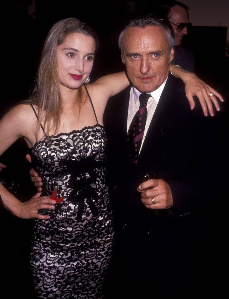 Dennis Hopper and wife Katherine LaNasa attend the nominees reception for 43rd Annual Primetime Emmy Awards on August 20, 1991