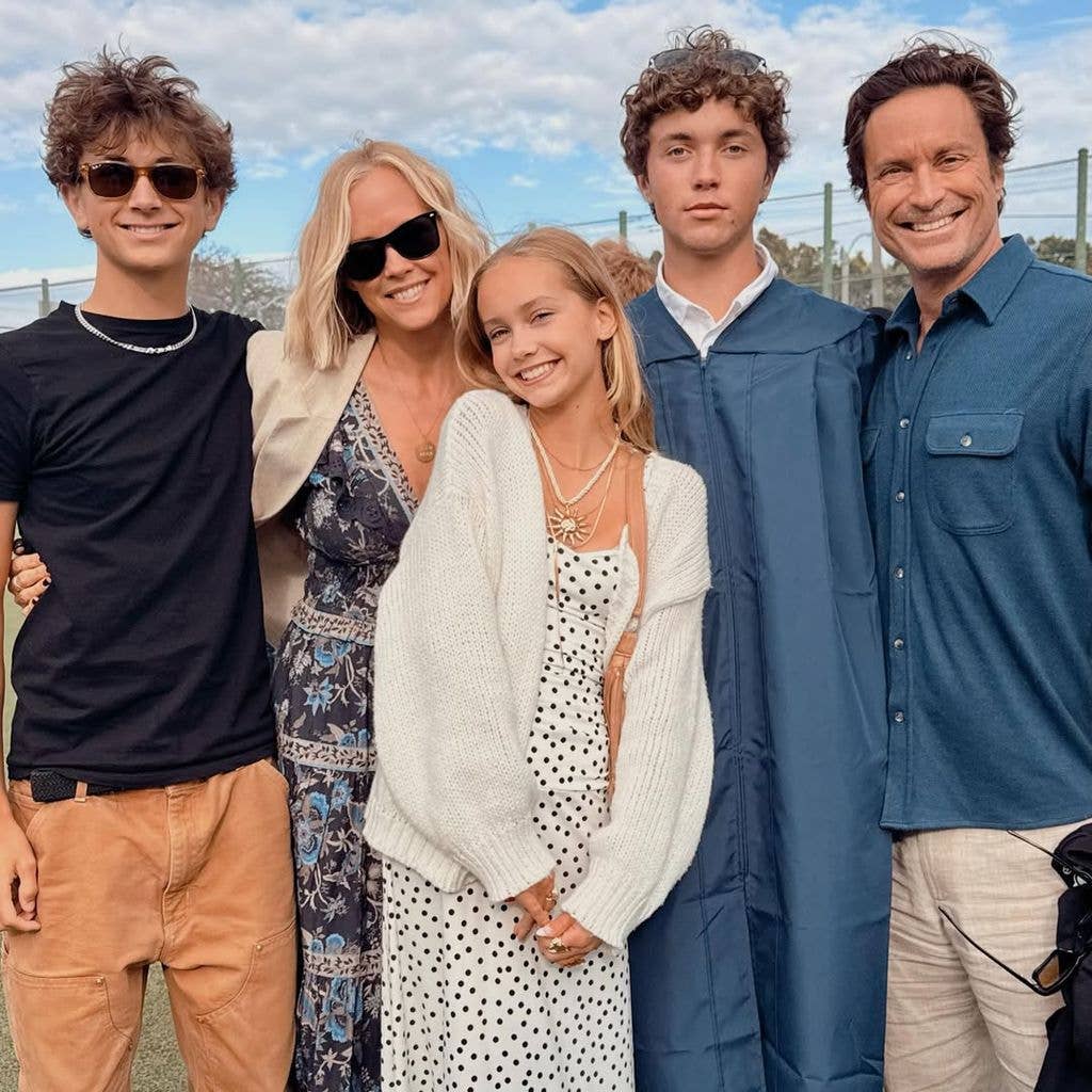 Photo shared by Oliver Hudson's wife Erinn Bartlett of their son Wilder's graduation, featuring their younger kids Bodhi and Rio