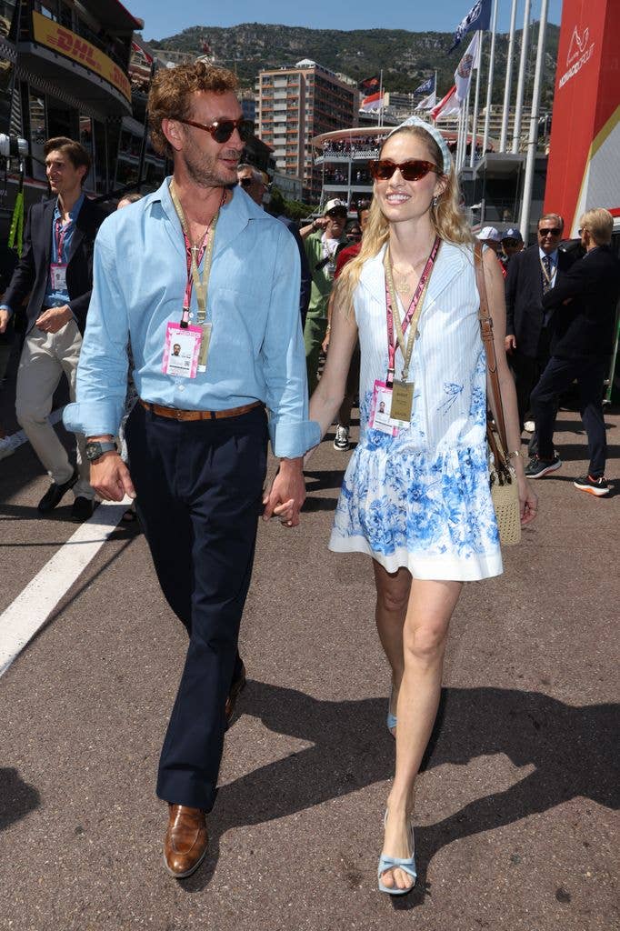 Pierre Casiraghi and Beatrice Borromeo during Qualifying ahead of the F1 Grand Prix of Monaco at Circuit de Monaco on June 06, 2026 in Monte-Carlo, Monaco. (Photo by Pascal Le Segretain/WireImage)