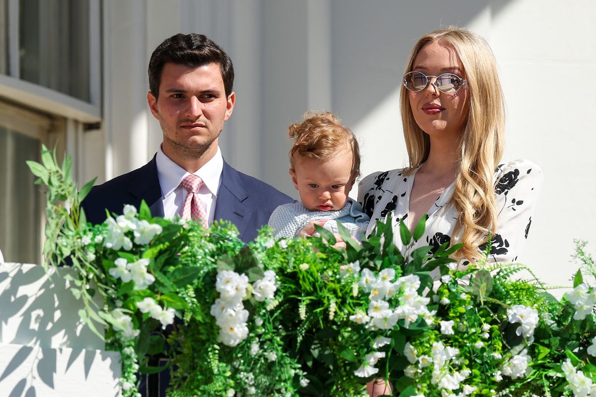 Tiffany Trump and baby Alexander twin in chic spring style at White House Easter Egg Roll 2026