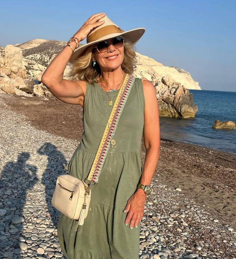 Glynis looked radiant on holiday in Cyprus