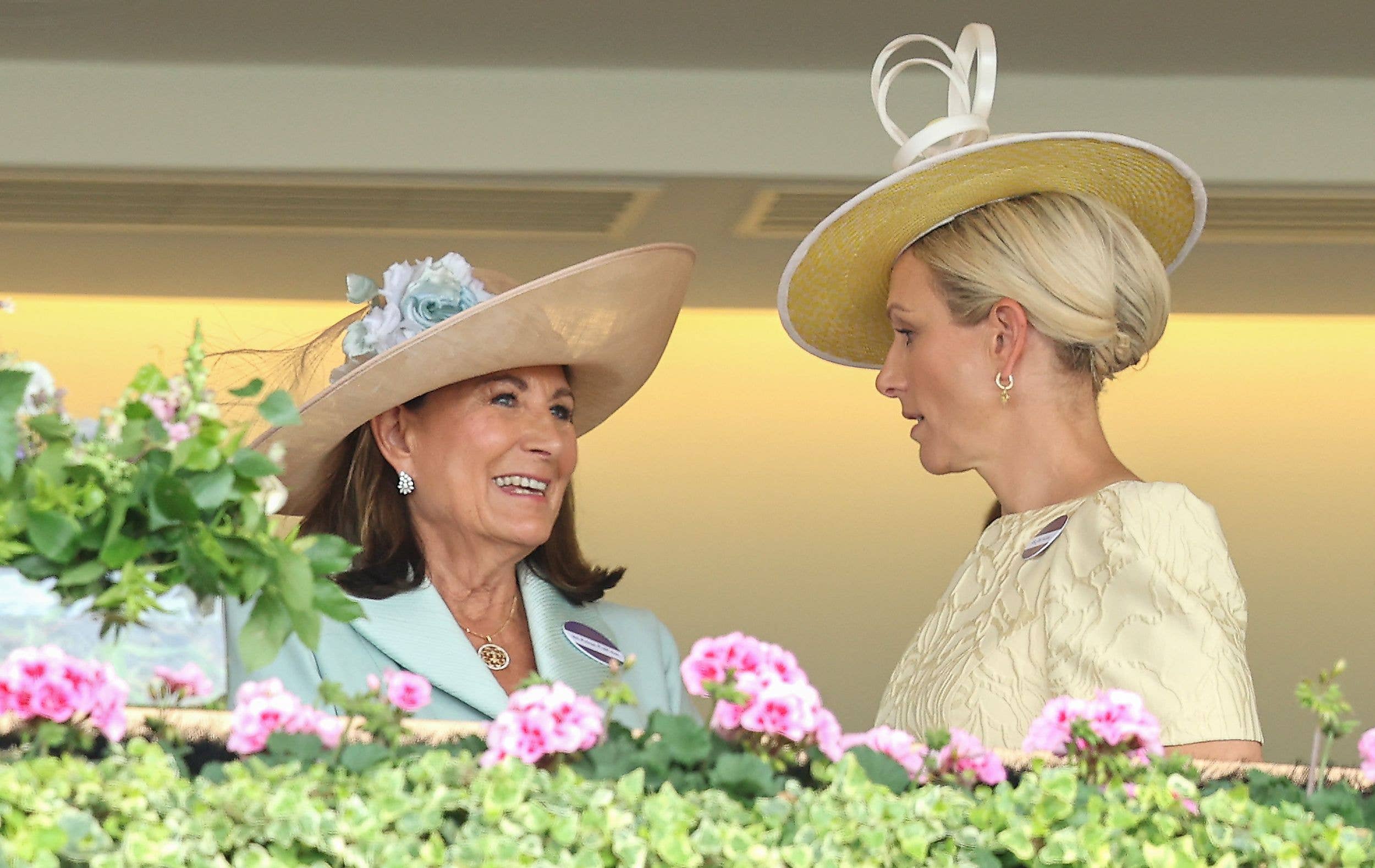 Carole Middleton with Zara Tindall as they attend day three of Royal Ascot 2026 at Ascot Racecourse on June 18, 2026 in Ascot, England