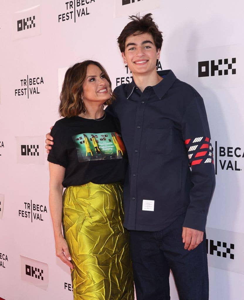 Mariska Hargitay and August Hermann are seen at "The Gymnasts Of Fisherman Colony" Premiere during the 2026 Tribeca Festival at SVA Theater in Chelsea, Manhattan on June 08, 2026 in New York City.