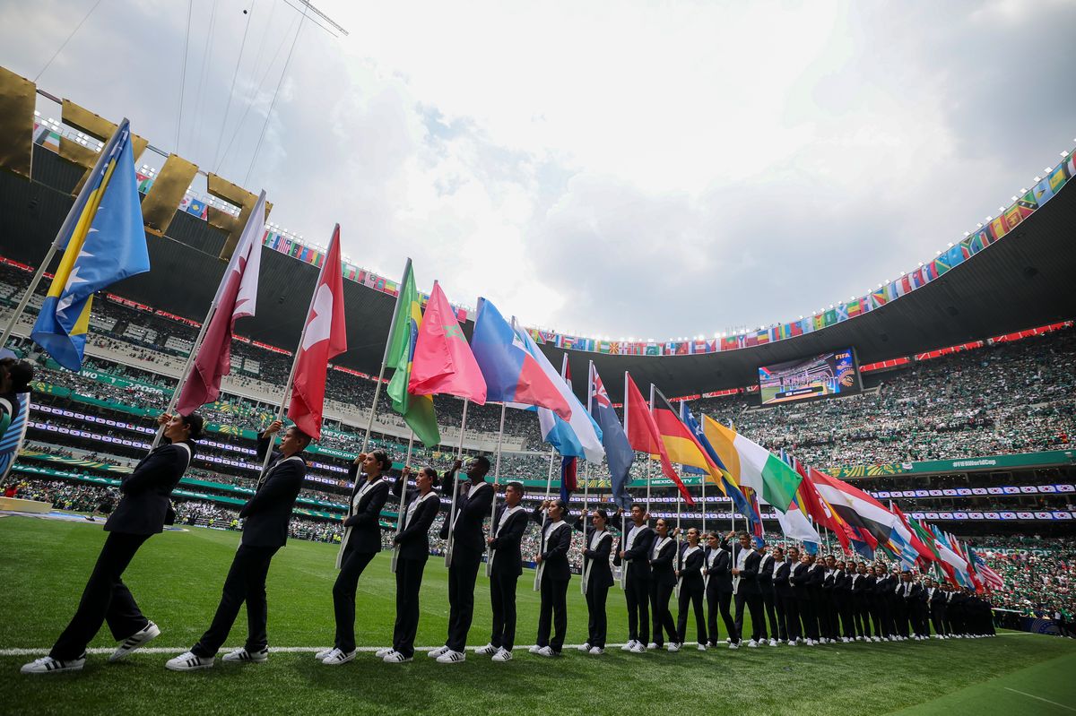  Flag bearers are seen during the Parade of Nations during the FIFA World Cup 2026 Group A match between Mexico and South Africa at Mexico City Stadium 