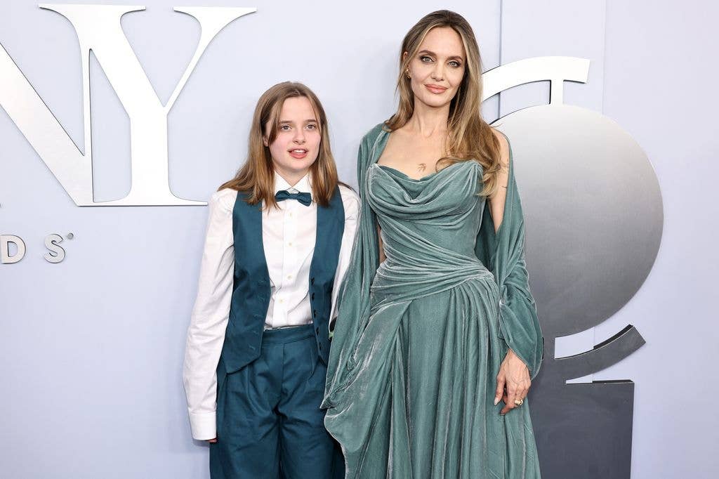 Vivienne Jolie-Pitt and Angelina Jolie attend the 77th Annual Tony Awards 2024