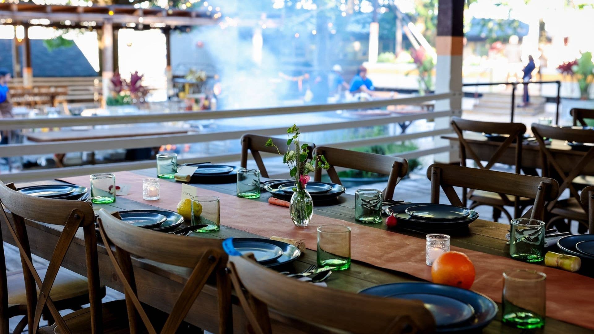 Theodora Beach Club, presented by Resy, is an outdoor food and drink pop-up event series hosted on Governors Island this summer