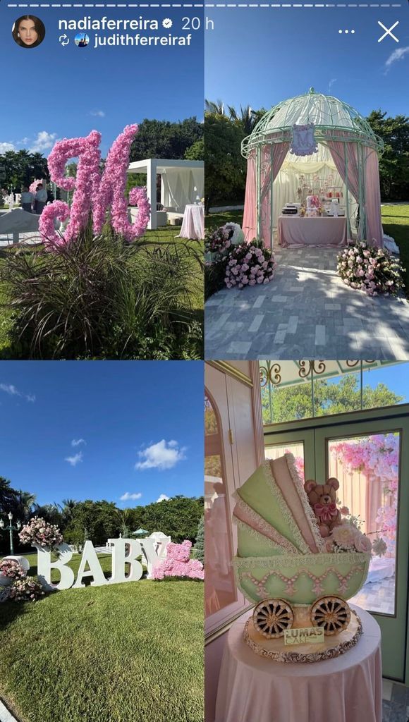 Nadia Ferreira and Marc Anthony’s enchanting garden baby shower ahead of their baby girl’s arrival