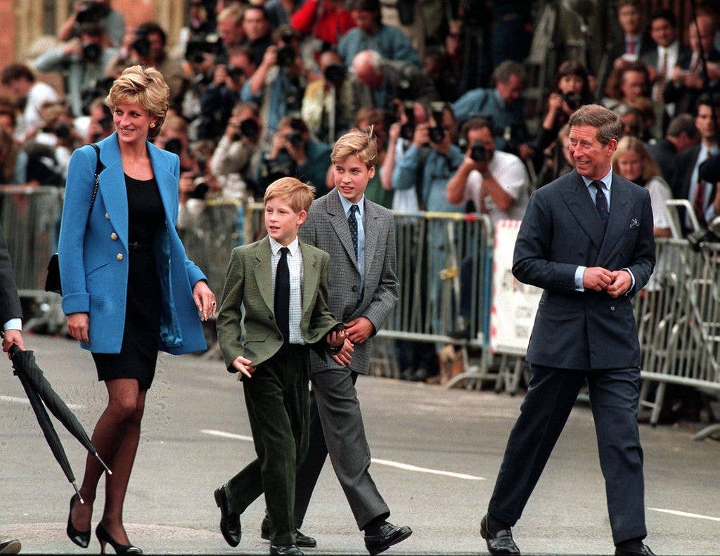 Princess Diana, Prince William and Prince Harry at Eton