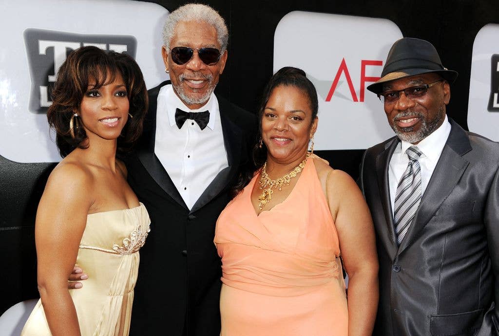 Morgana 
Freeman, 39th Life Achievement Award recipient Morgan Freeman, daughter Deena Adair and son Alfonso Freeman arrive at the 39th AFI Life Achievement Award honoring Morgan Freeman held at Sony Pictures Studios on June 9, 2011 in Culver City, California