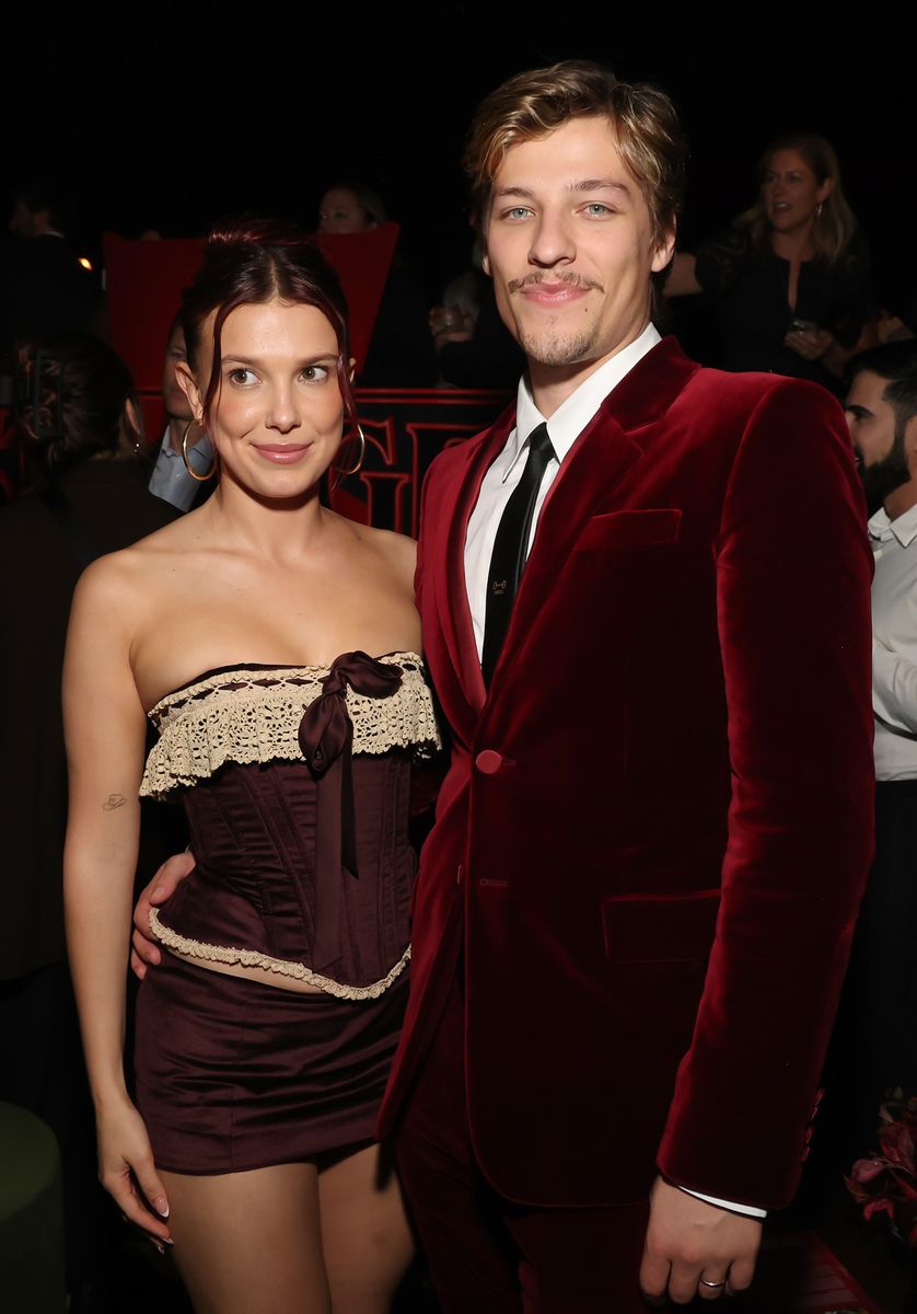 Millie Bobby Brown and Jake Bongiovi at "Stranger Things" Season 5 World Premiere on November 06, 2025 in Hollywood