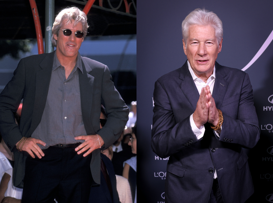 Split image of Richard Gere shown in the '90s and present day.