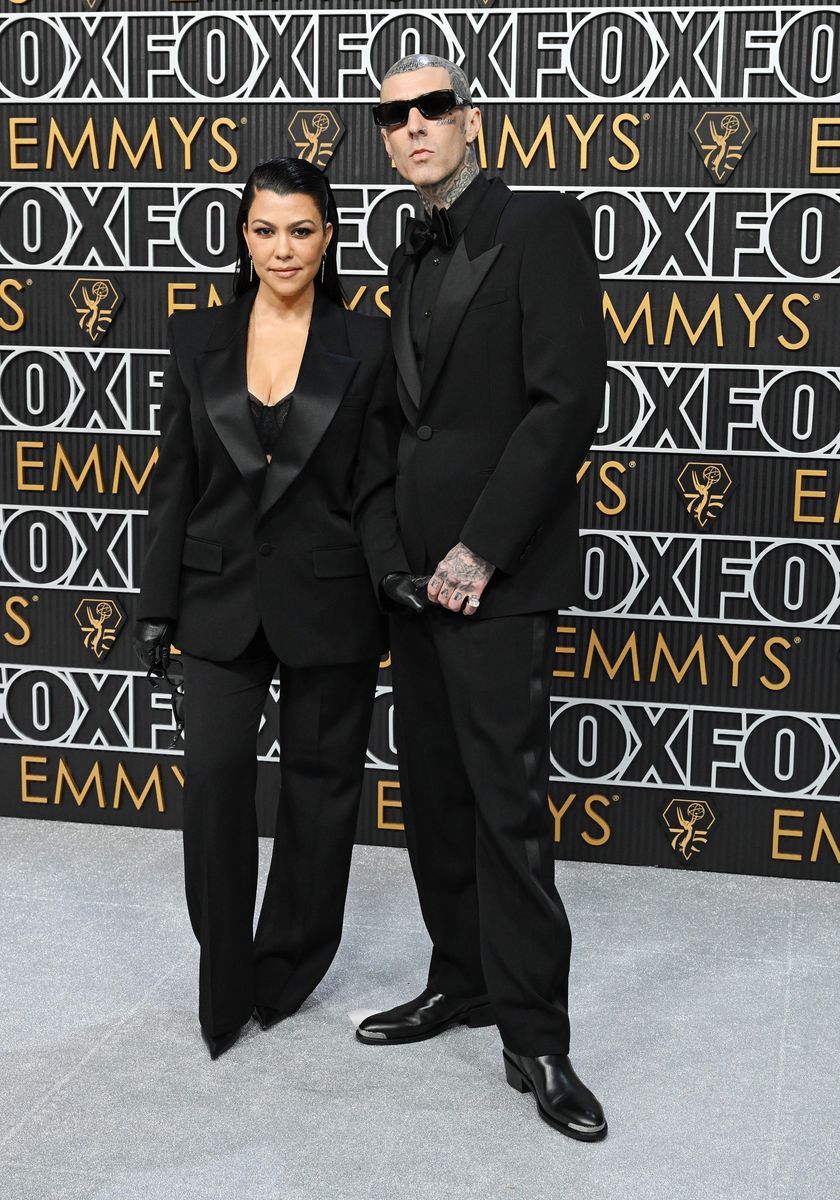 Kourtney Kardashian and Travis Barker at the 75th Primetime Emmy Awards held at the Peacock Theater on January 15, 2024 in Los Angeles