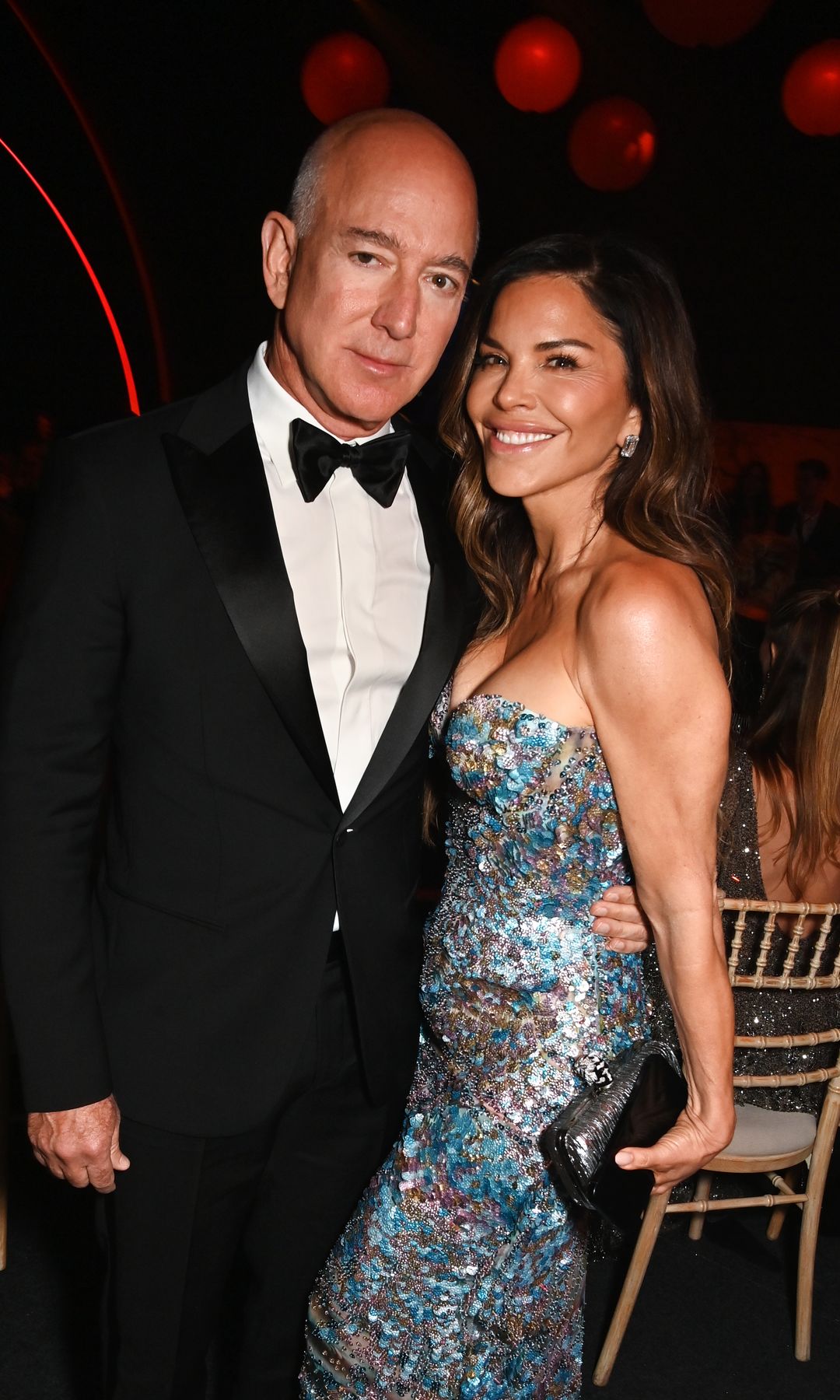 Lauren Sanchez & Jeff Bezos rock soft pastels on pre-wedding date night