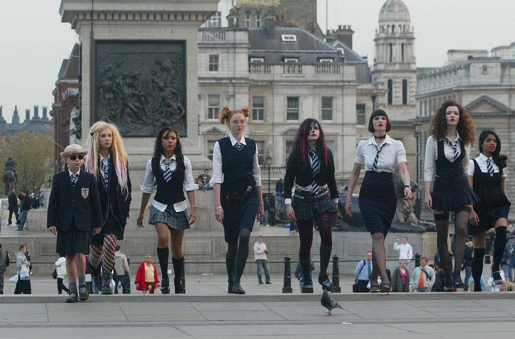 Lily Cole during Filming of "St. Trinian's" in Trafalgar Square - April 11, 2007 at Trafalgar Square in London, Great Britain. (Photo by Danny Martindale/FilmMagic)