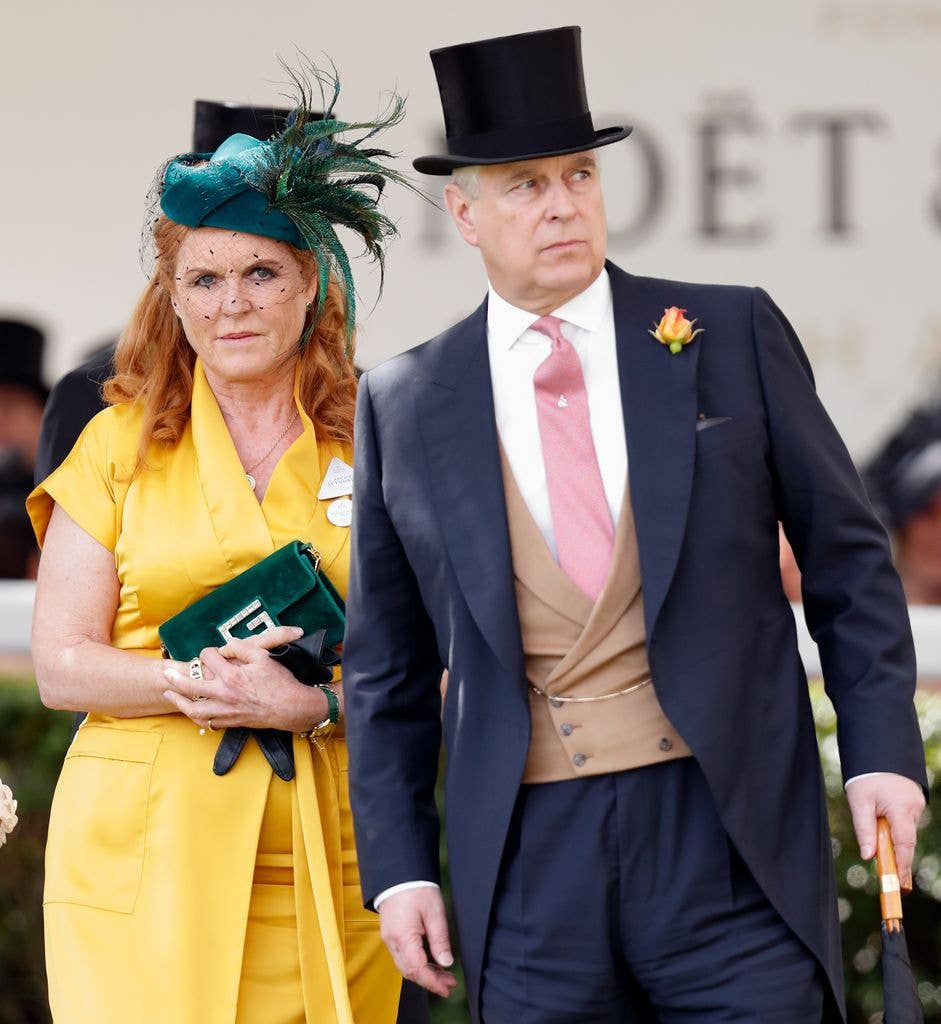 ) Sarah Ferguson, Duchess of York and Prince Andrew, Duke of York attend day four of Royal Ascot at Ascot Racecourse on June 21, 2019 in Ascot, England