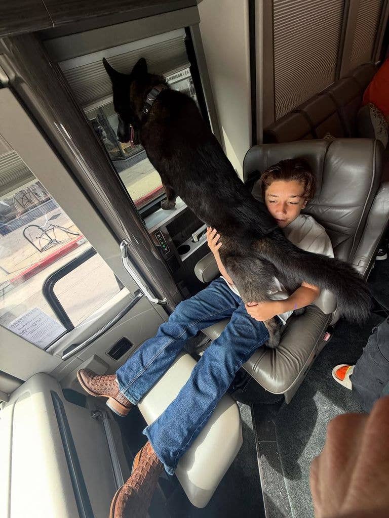 Gavin Rossdale and Gwen Stefani's youngest son Apollo in the tour bus 