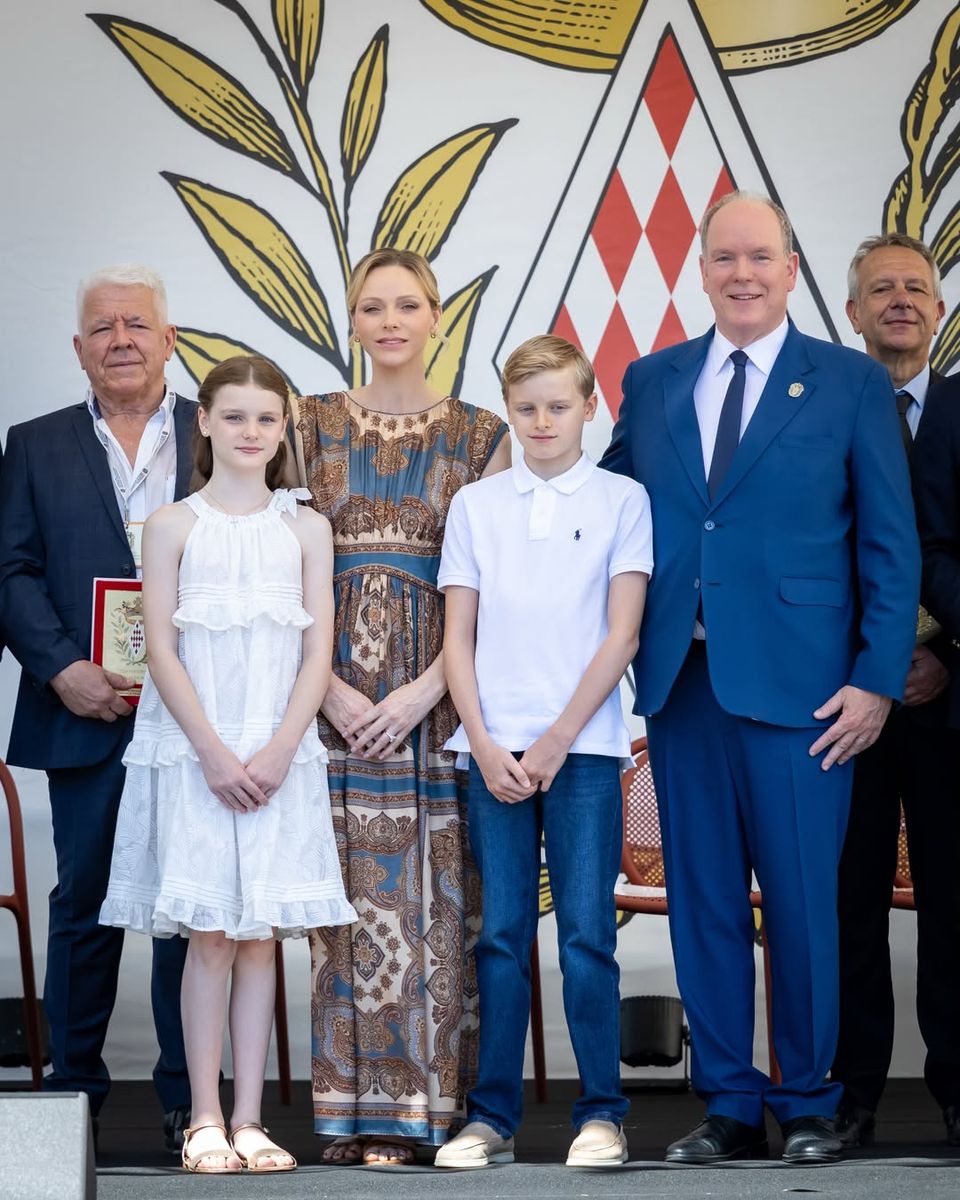 Princess Charlene and Prince Albert II were joined by their twins, Prince Jacques and Princess Gabriella, during the Grimaldi Historic Sites Meetings at the Prince's Palace in Monaco.