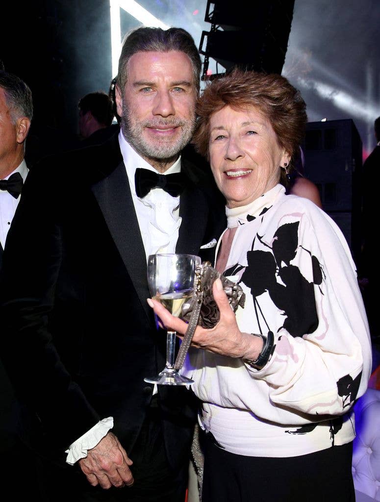 John Travolta and his sister Ellen Travolta during the party in Honour of John Travolta's receipt of the Inaugural Variety Cinema Icon Award during the 71st annual Cannes Film Festival.