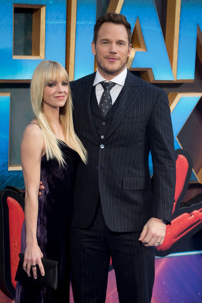 Anna Faris and Chris Pratt attend the European Gala Screening of 'Guardians of the Galaxy Vol. 2' on April 24, 2017 in London