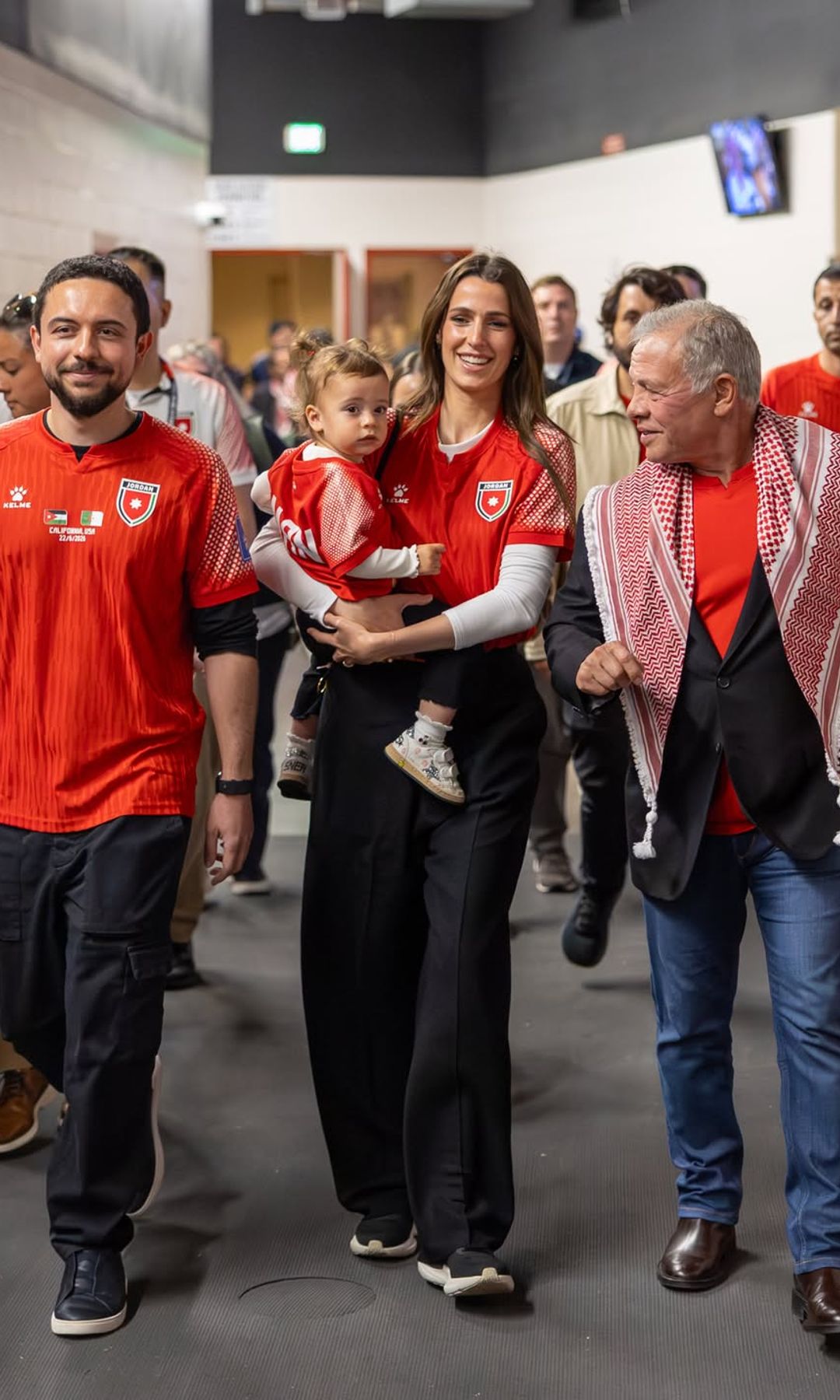 Hussein and Rajwa attended the match with their daughter Iman