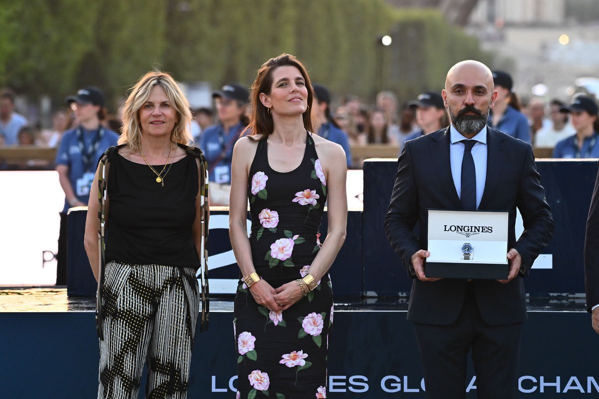 Charlotte Casiraghi attended the Longines Global Champions Tour in Paris, where the Eiffel Tower provided a stunning backdrop for the prestigious equestrian event.