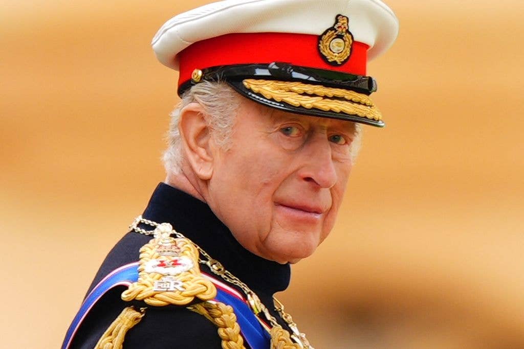 King Charles, Captain General Royal Marines, during a ceremony for the presentation of New Colours to the 40, 42, 43 and 45 Commando Royal Marines