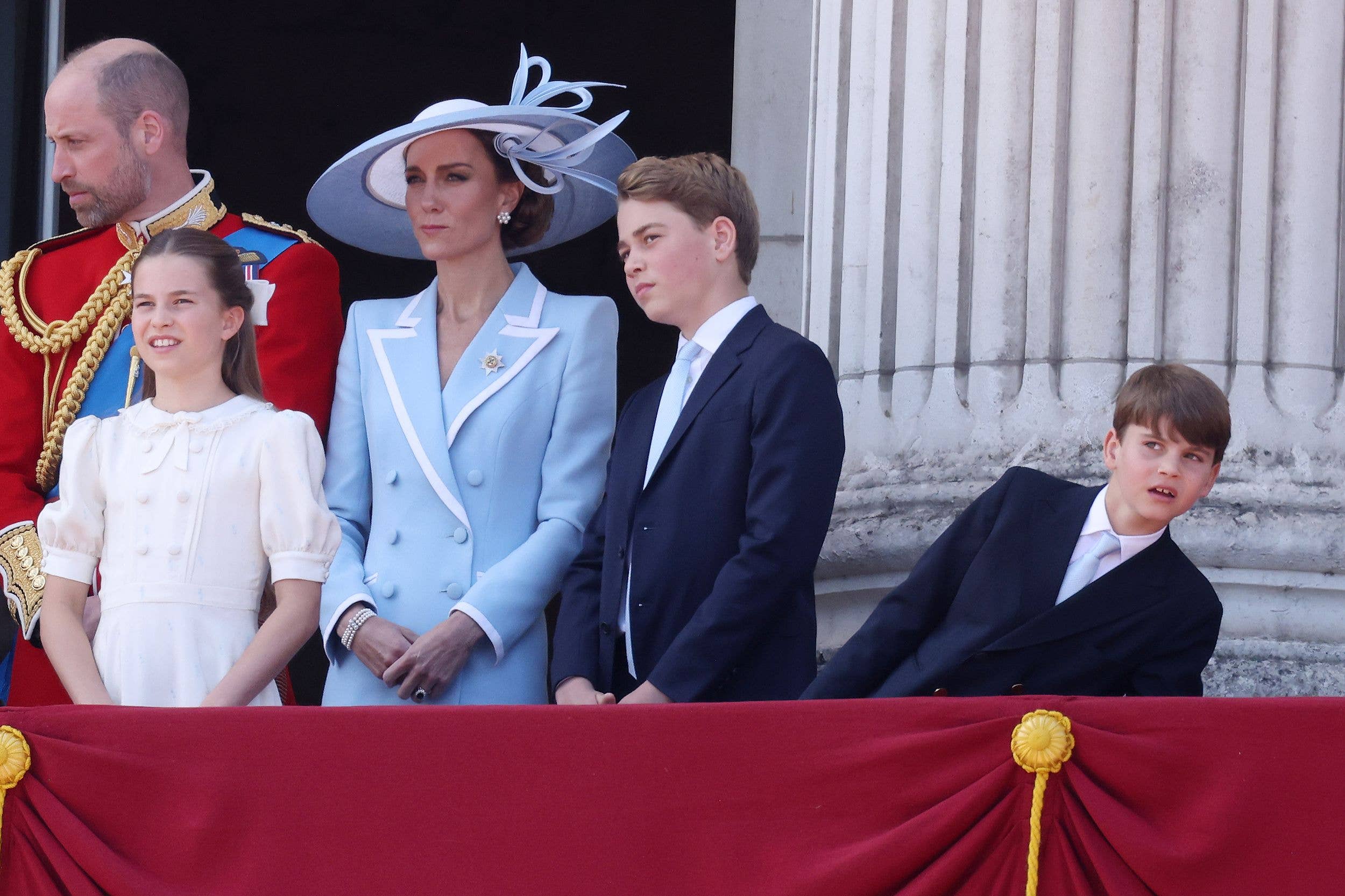Prince Louis can't hide his excitement at the fly past