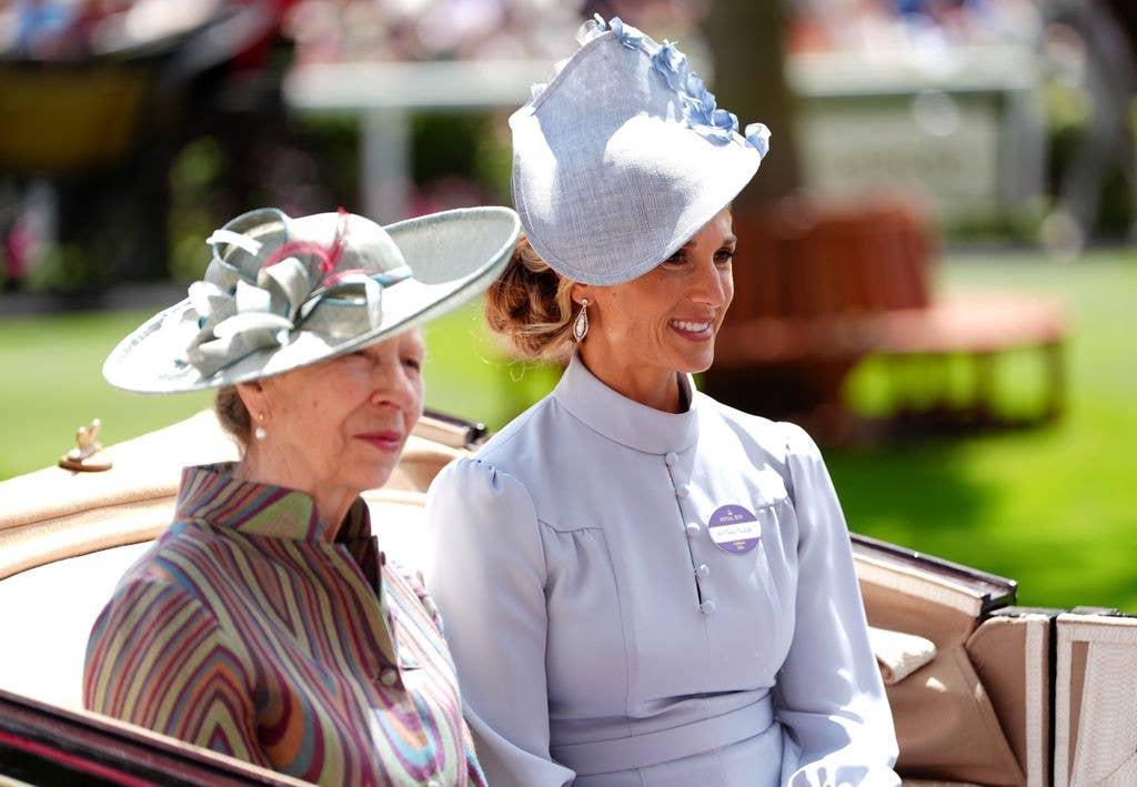 The Princess Royal and Harriet Sperling arrive on day one of Royal Ascot at Ascot Racecourse Berkshire.