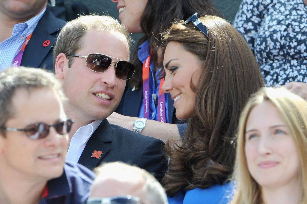 Prince William and Kate during the match between Andy Murray of Great Britain and Nicolas Almagro of Spain in the Quarterfinal of Men's Singles Tennis on Day 6 of the London 2012 Olympic Games 