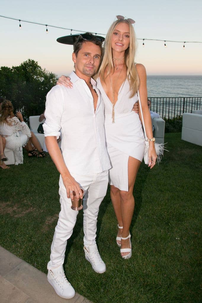 photo of matt bellamy and elle evans wearing white