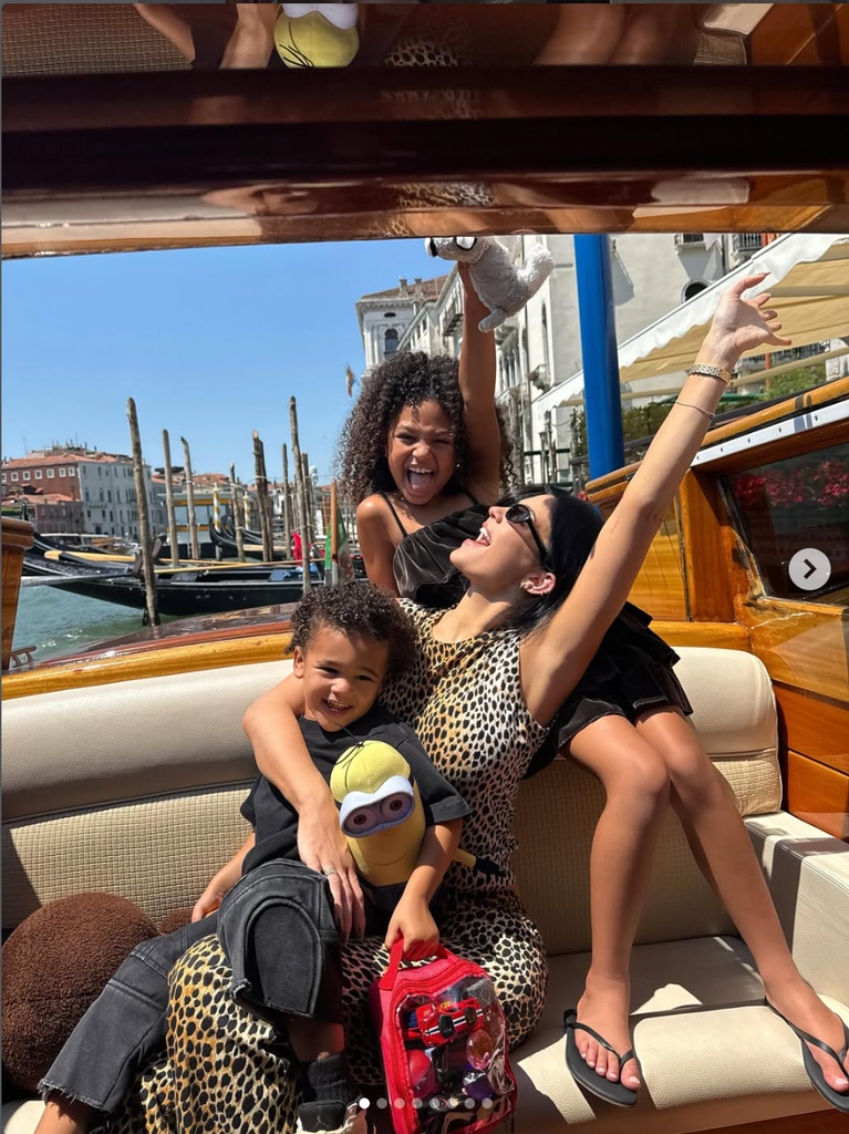 Kylie and her children, Stormi, 8, and Aire, 4, in Venice
