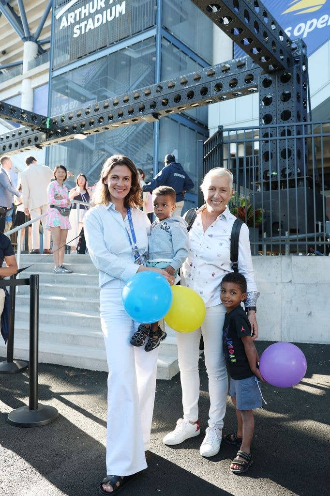 Martina Navratilova, with Julia Lemigova (her wife) and their children are seen on Day Seven of the 2025 US Open at USTA Billie Jean King National Tennis Center on August 30, 2025