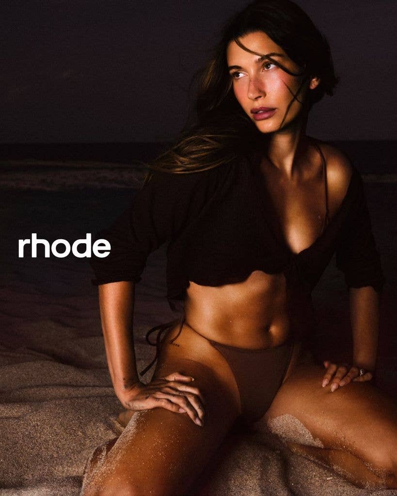 Hailey Bieber in a brown bikini