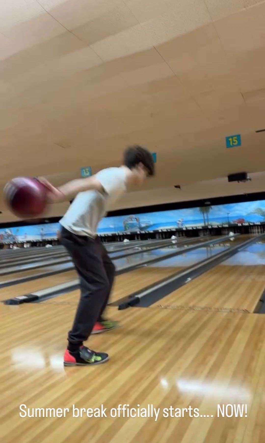 Ricky shared a video of his son playing bowling