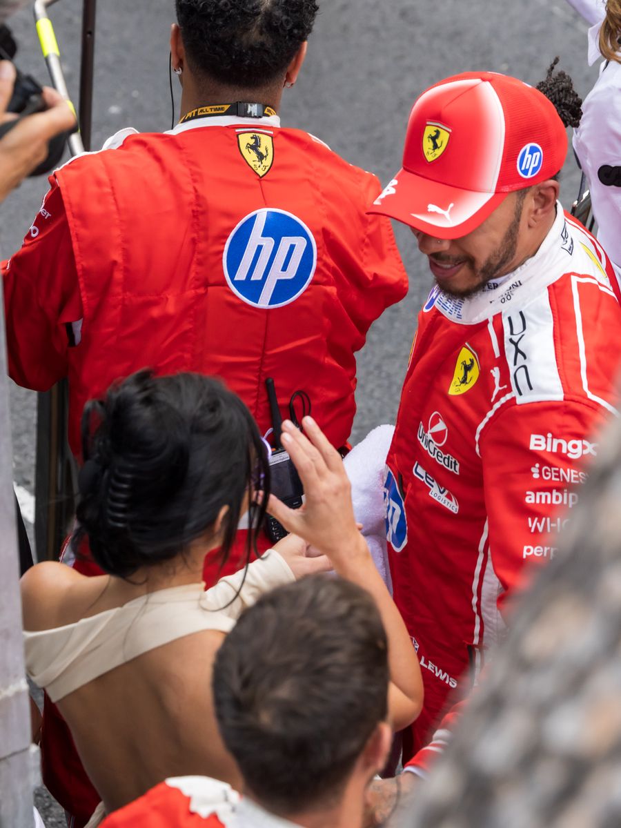 Lewis Hamilton and Kim Kardashian are seen during the F1 Grand Prix of Monaco