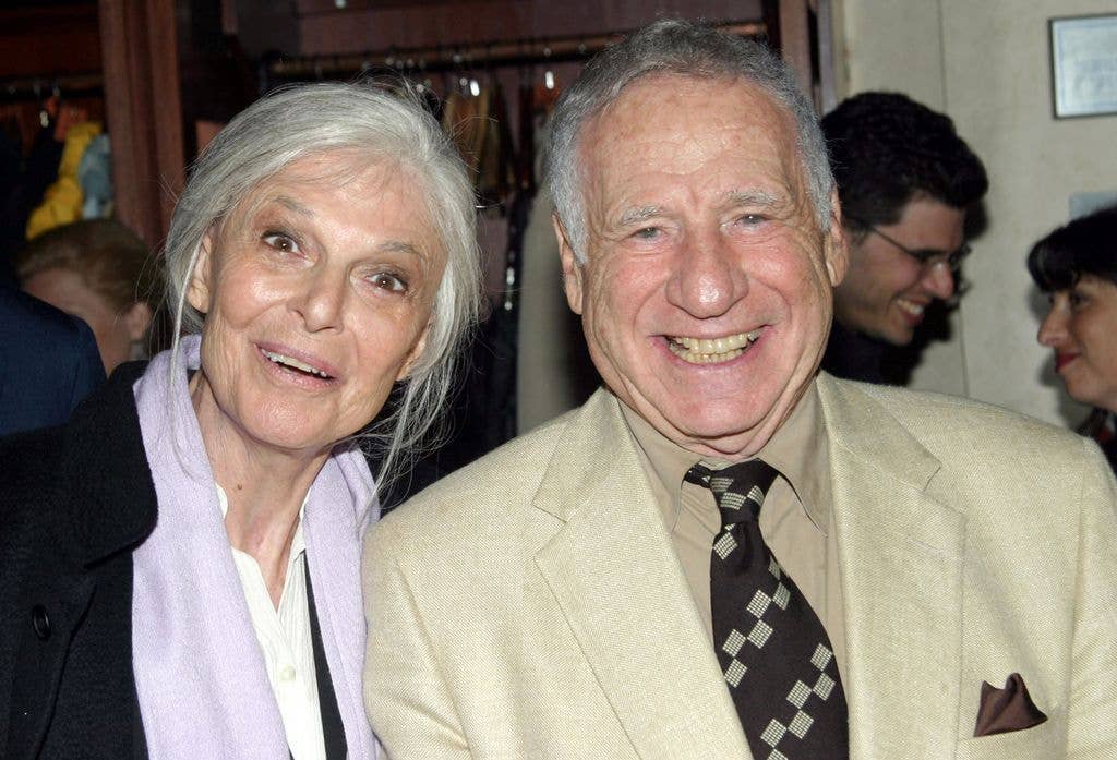 Anne Bancroft and Mel Brooks, producers during Opening Night Party for the Off-Broadway Play "Squeeze Box" at The West Bank Cafe in New York City, 2004