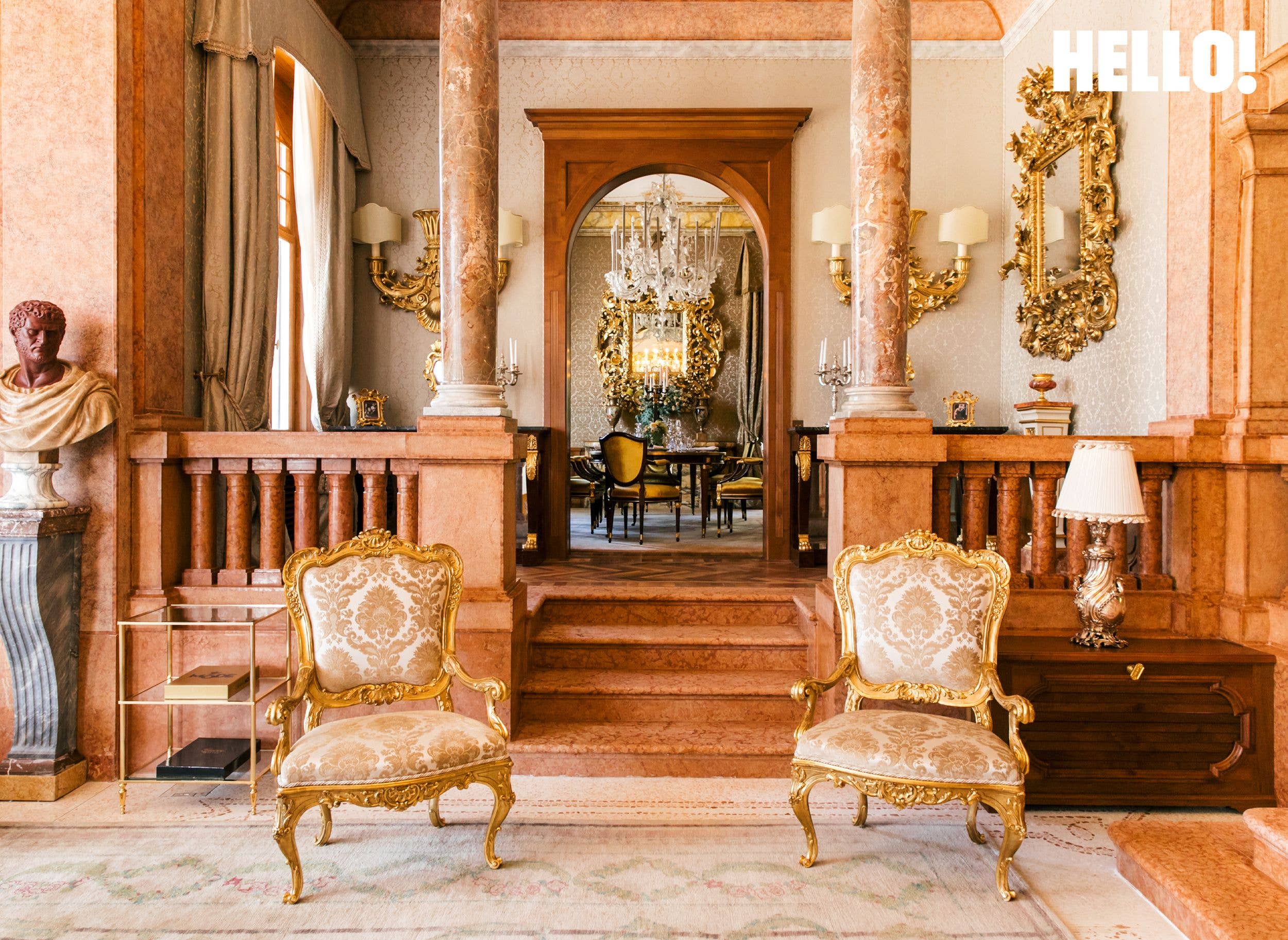 The grand hall inside Villa Portesina