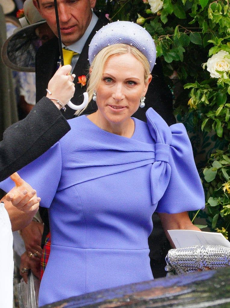 Zara Tindall at the wedding of Harriet Sperling to Peter Phillips